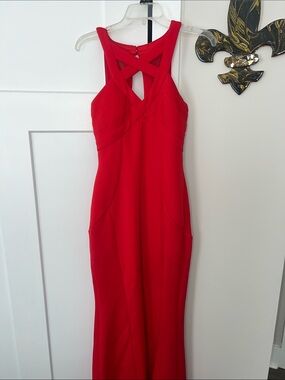 Emerald Sundae Red Crisscross Strap Maxi Dress